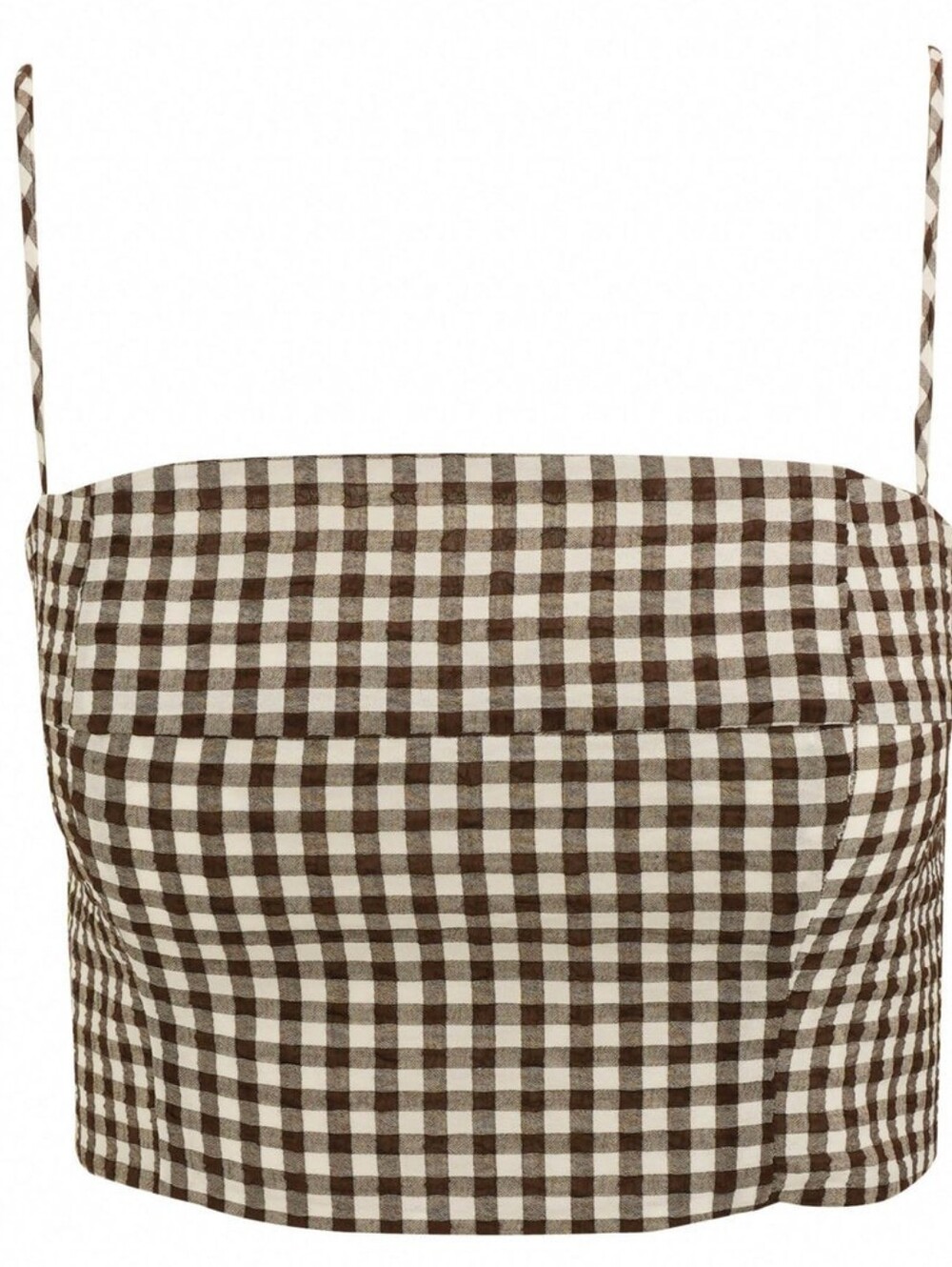 STAUD Federico Brown and Cream Gingham Tank Top